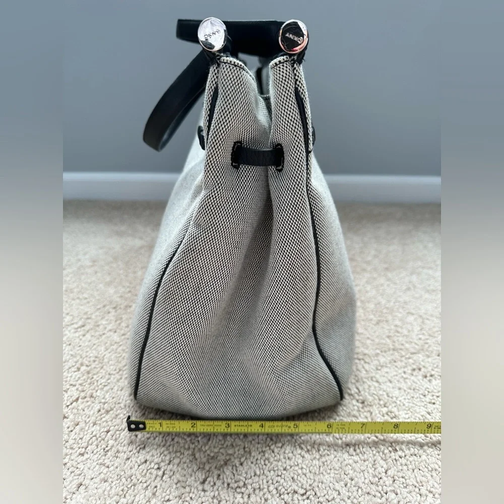 Black & Cream Women’s Tote Bag - Classic Canvas and Leather